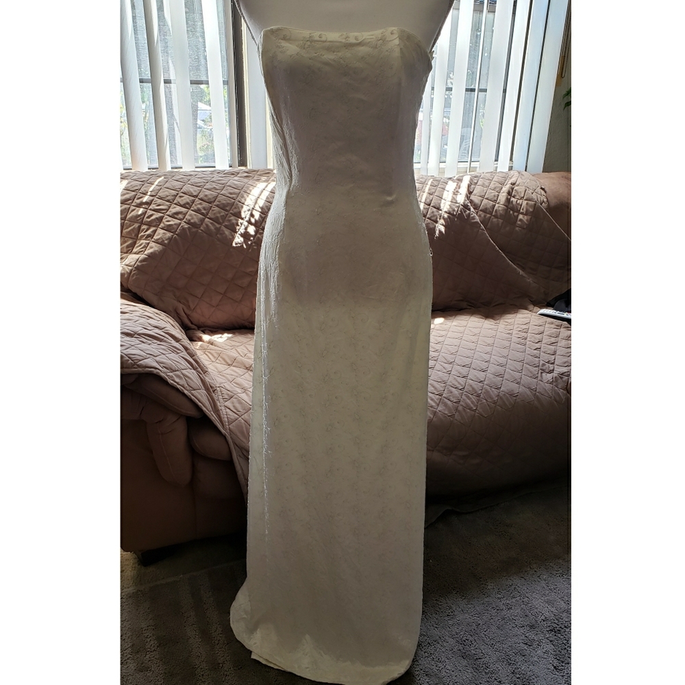 Beige strapless long dress